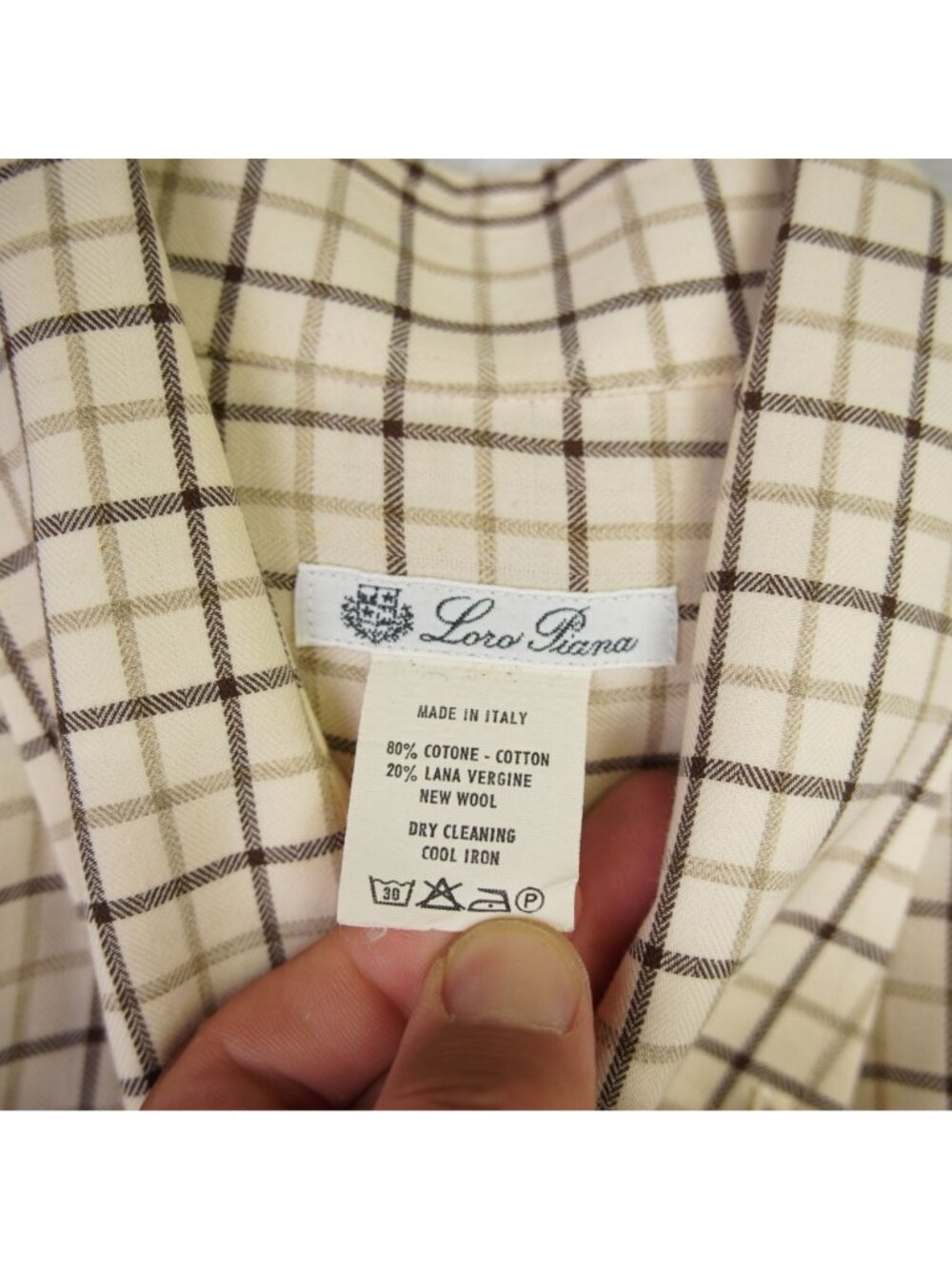 Loro Piana Mens Plaid Cotton Wool Blend Button Down Shirt Size XL Made Italy EUC - Picture 7 of 14